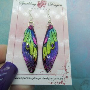 Butterfly Earrings Pale Purple Yellow Sparkle - Fairy Jewellery, Fun Gift for her Fairy Wing Earrings - Sparkly - Resin with Glitter Finish