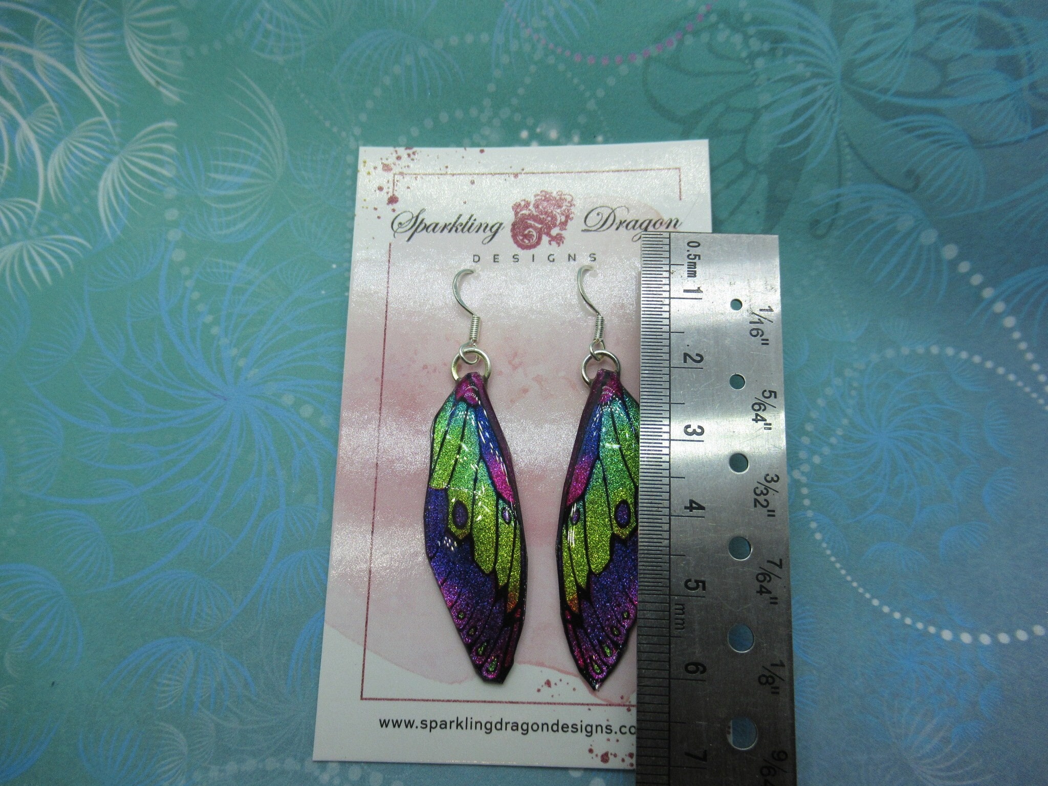Butterfly Earrings Pale Purple Yellow Sparkle - Fairy Jewellery, Fun Gift for her Fairy Wing Earrings - Sparkly - Resin with Glitter Finish - Image 4
