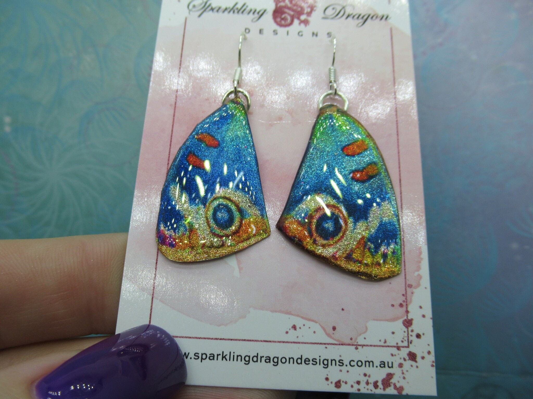 Butterfly Earrings Snow White Sparkle - Fairy Jewellery Fun Gift for Fairy Wing Earrings - Sparkly - Resin with Glitter Finish - Image 2