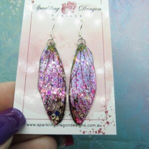 Butterfly Earrings Sparkly Purple & Pink - Fairy Jewellery, Fun Gift for her Fairy Wing Earrings - Sparkly - Resin with Glitter Finish