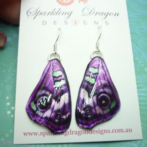 Butterfly Wing Medium Earrings Purple Green - Fairy Jewellery, Fun Gift for her Fairy Wing Earrings - Sparkly - Resin with Glitter Finish