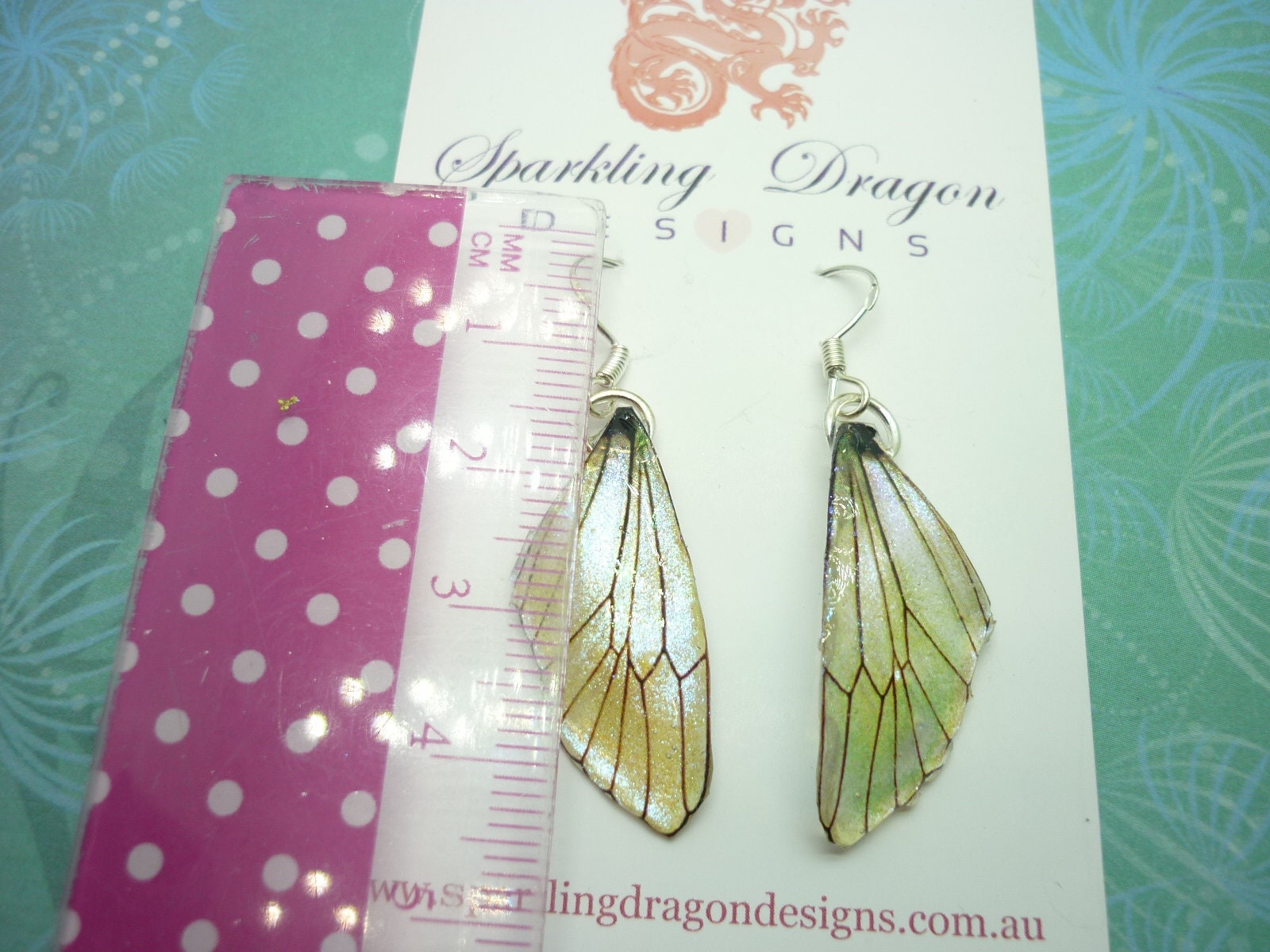 Butterfly Wing Earrings Pale Yellow - Fairy Jewellery, Fun Gift for her Fairy Wing Earrings - Sparkly - Resin with Glitter Finish - Image 7