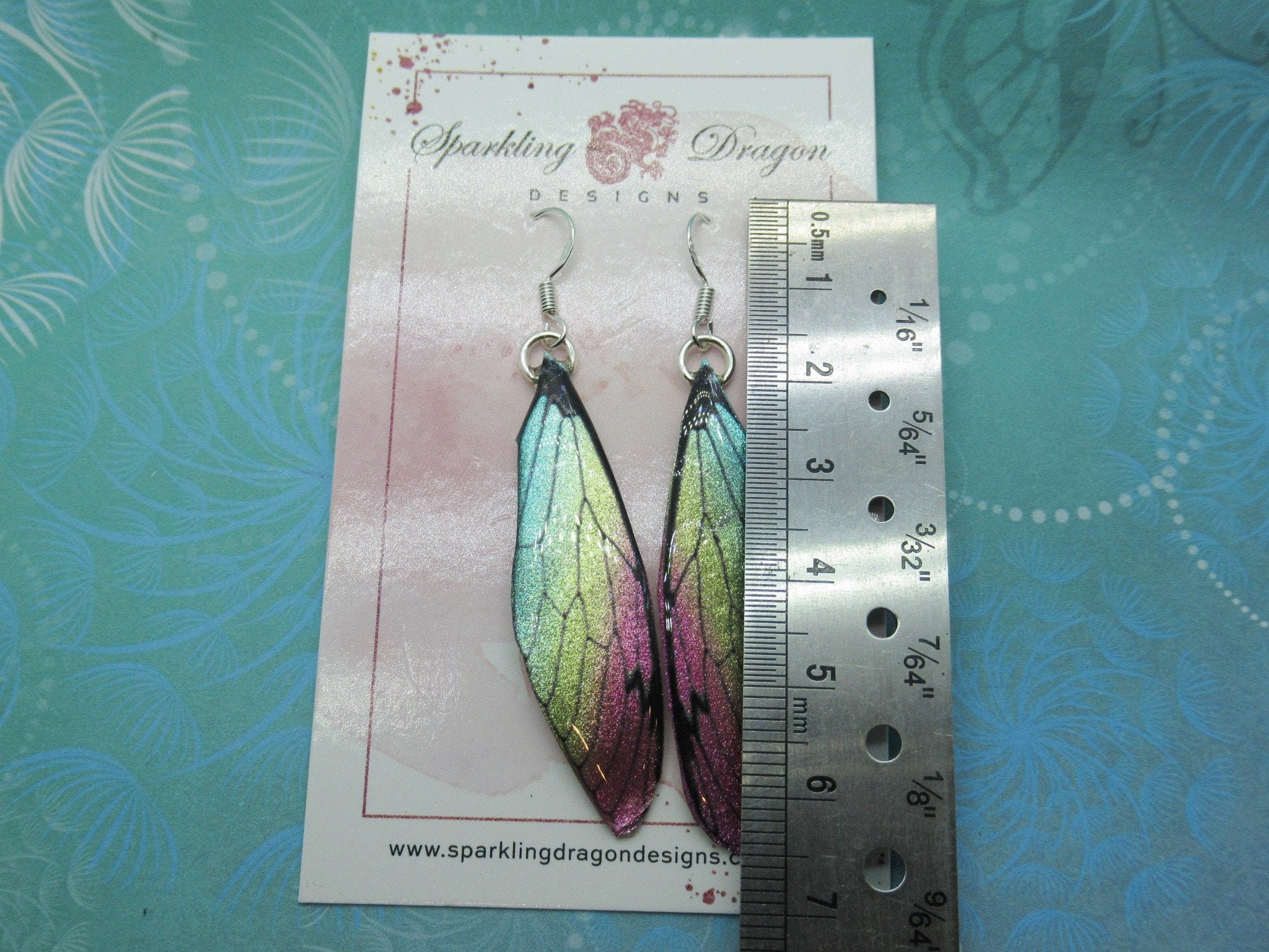 Butterfly Earrings Pale Shimmer Rainbow - Fairy Jewellery, Fun Gift for her Fairy Wing Earrings - Sparkly - Resin with Glitter Finish - Image 3