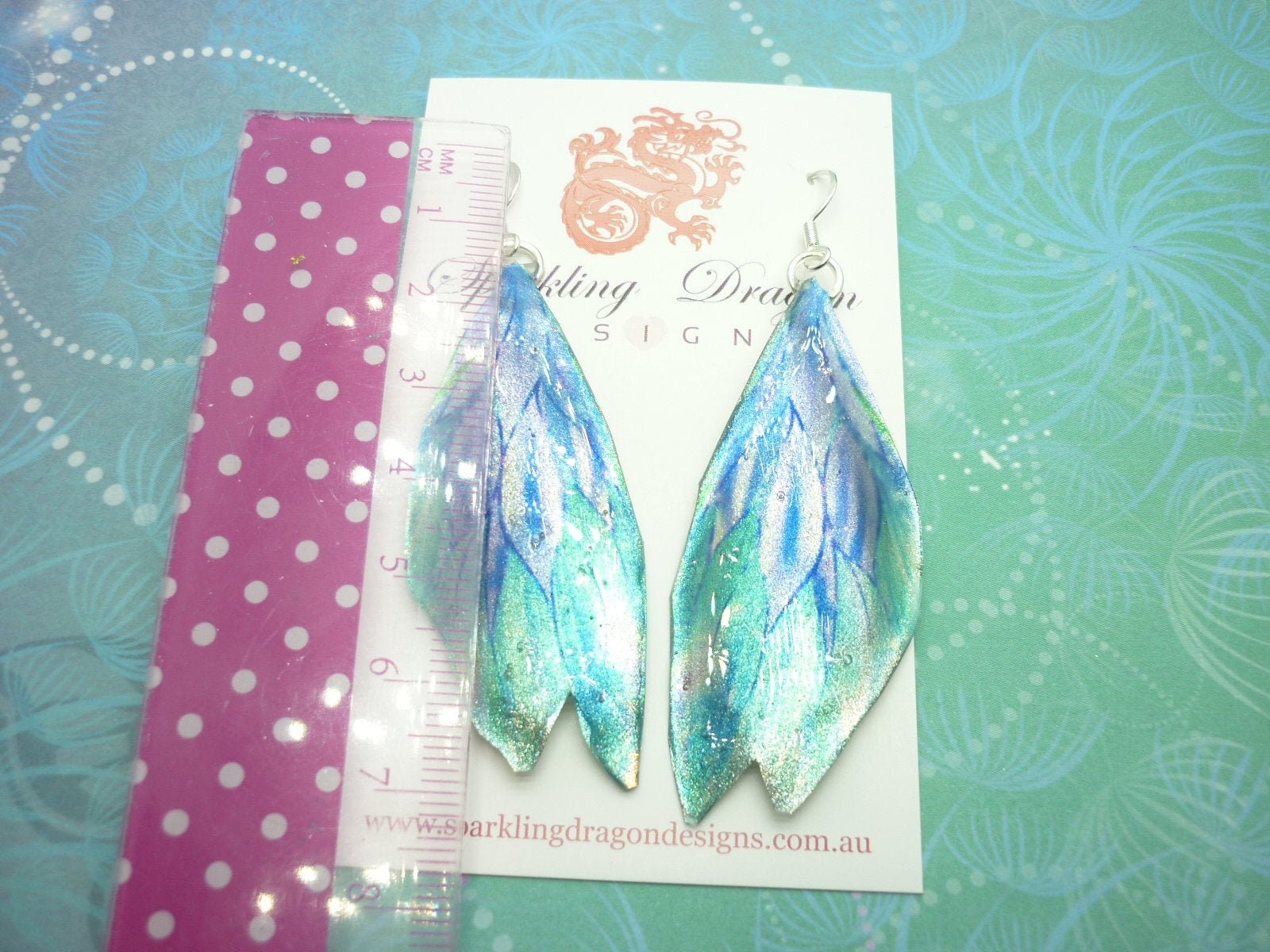 Butterfly Wing Earrings Two Silvery Blues - Fairy Jewellery, Fun Gift for her Fairy Wing Earrings - Sparkly - Resin with Glitter Finish - Image 4