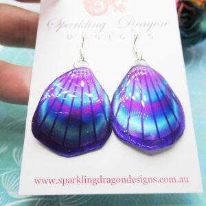 Butterfly Wing Earrings Purple & Rainbow- Fairy Jewellery, Fun Gift for her Fairy Wing Earrings - Sparkly - Resin with Glitter Finish