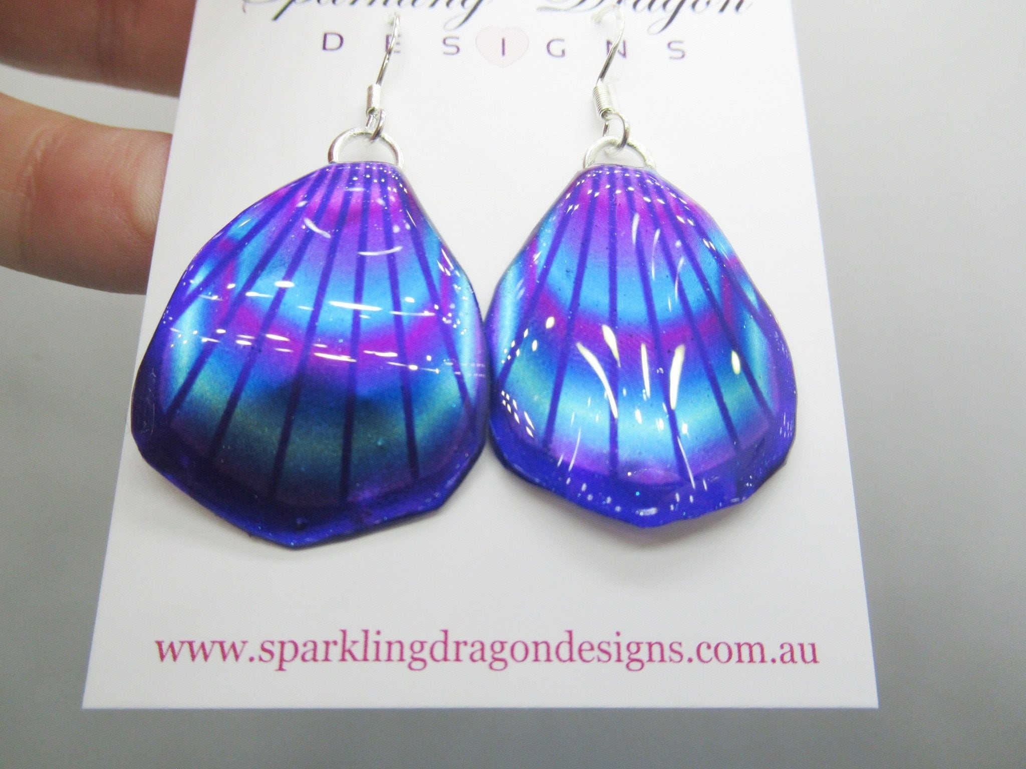 Butterfly Wing Earrings Purple & Rainbow- Fairy Jewellery, Fun Gift for her Fairy Wing Earrings - Sparkly - Resin with Glitter Finish - Image 3