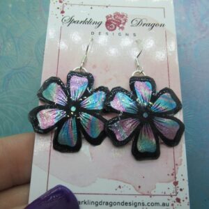 Feel Good Flower Earrings - New Age Boho gift - Swirling Colours in Resin with Glitter Finish, Gift for Mum, Teacher Gift, Birthday Present