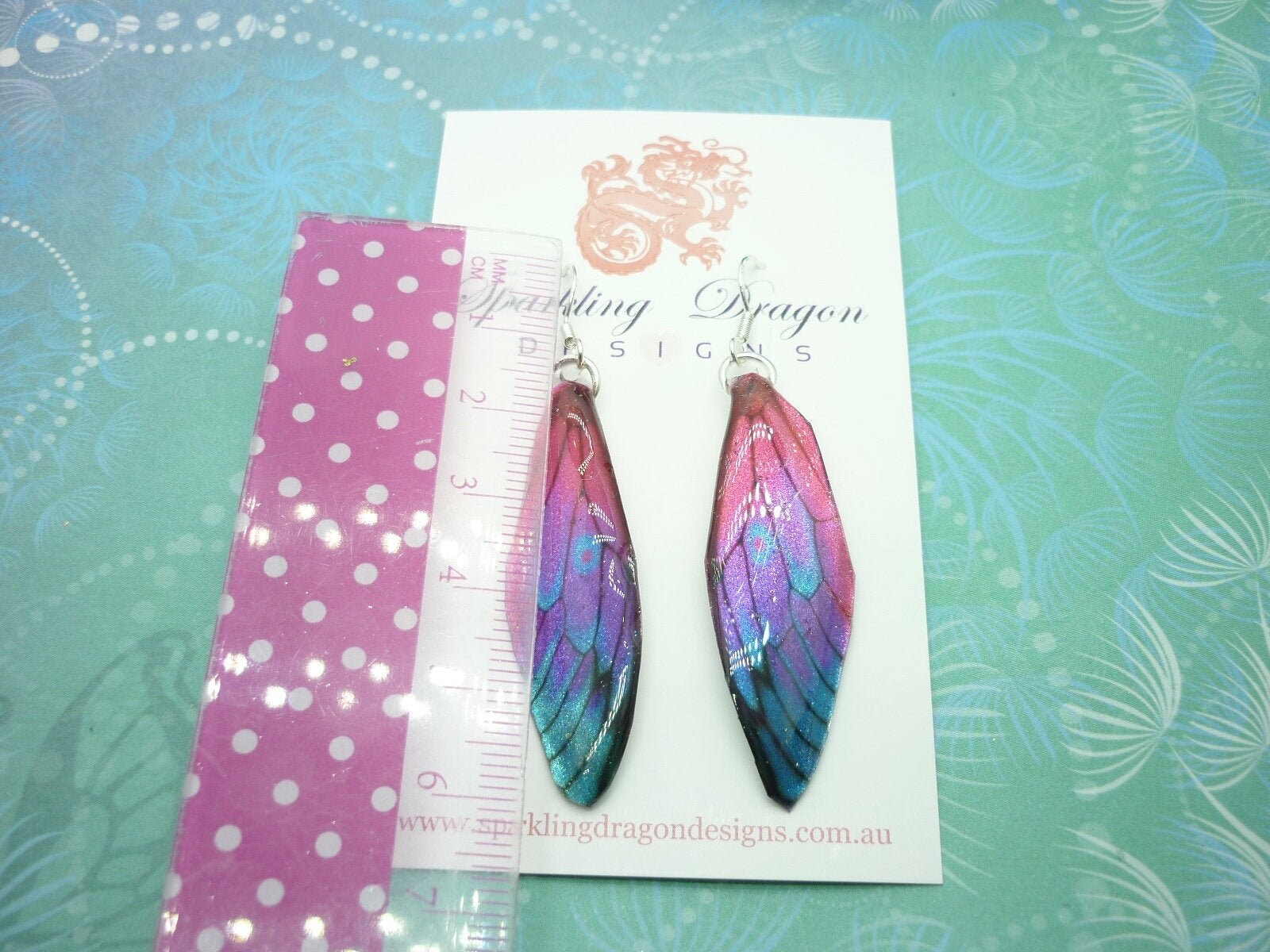 Butterfly Wings Pink, Blue & Purple Earrings - Fairy Jewellery, Fun Gift for her Fairy Wing Earrings - Sparkly - Resin with Glitter Finish - Image 8