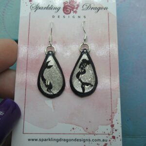 Rain Drop Mermaid Earrings - New Age Boho gift - Sparkling Silver in Resin with Glitter Finish
