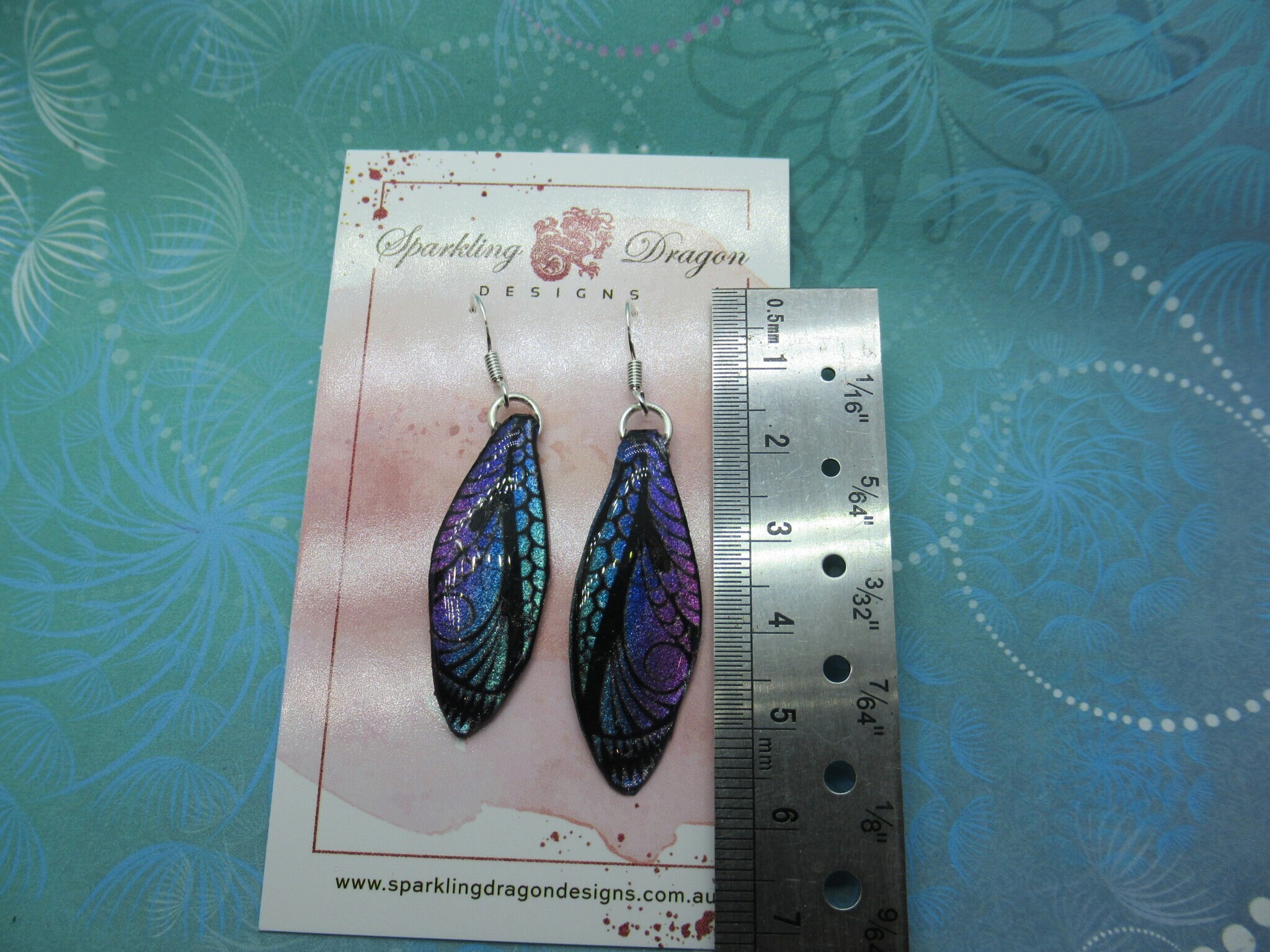 Butterfly Earrings Purple, Pink, Blue & Black Sparkle -Fairy Jewellery Fun Gift for Statement Present Sparkly - Resin with Glitter Finish - Image 4