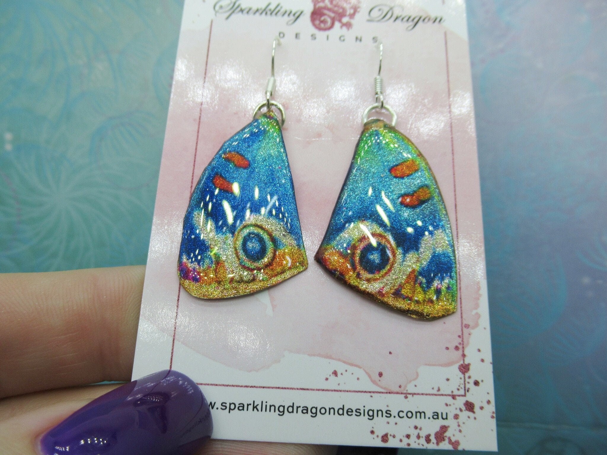 Butterfly Earrings Snow White Sparkle - Fairy Jewellery Fun Gift for Fairy Wing Earrings - Sparkly - Resin with Glitter Finish