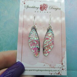 Butterfly Earrings Shimmer - Fairy Jewellery, Fun Gift for her Fairy Wing Earrings - Sparkly - Resin Colour Shift