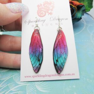 Butterfly Earrings Pink Purple Blue Sparkle - Fairy Jewellery, Fun Gift for her Fairy Wing Earrings - Sparkly - Resin with Glitter Finish