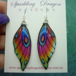 Butterfly Wing Earrings Rainbow - Fairy Jewellery, Fun Gift for her Fairy Wing Earrings - Sparkly - Resin with Glitter Finish