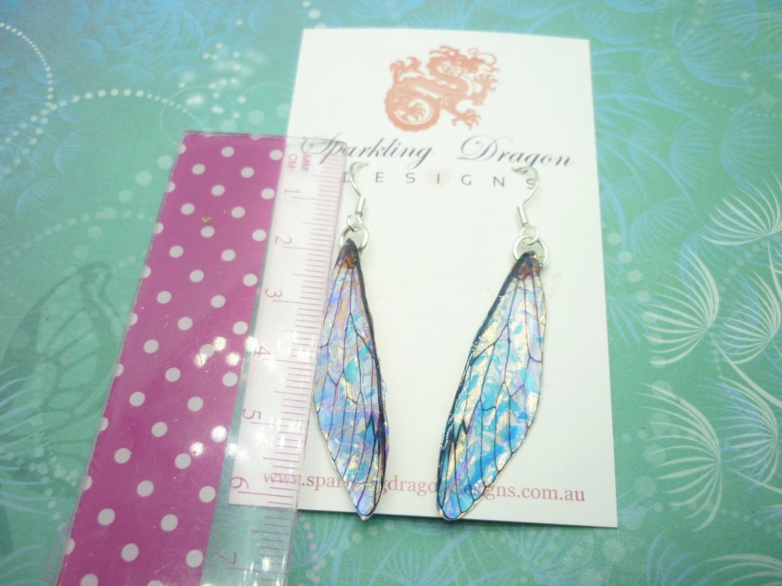 Butterfly Blue, Gold & Pink Shimmer Earrings - Fairy Jewellery, Fun Gift Statement Present Sparkly - Resin with Glitter Finish Dragonfly - Image 4