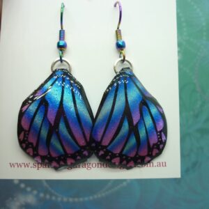 Butterfly Wing Earrings Blue & Pink - Fairy Jewellery, Fun Gift for her Fairy Wing Earrings - Sparkly - Resin with Glitter Finish