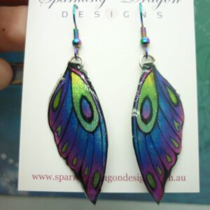 Butterfly Wing Earrings Blue Purple & Pink - Fairy JewelleryFairy Wing Earrings - Sparkly - Resin with Glitter Finish Large