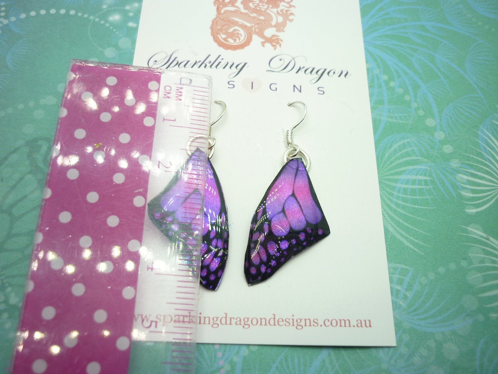 Butterfly Wing Earrings Pink & Purple Fairy Jewellery Sparkly Resin with Glitter Finish Gift for Her, Handmade Statement Fairy Wing Earrings - Image 4