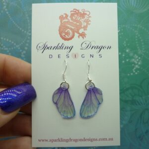Butterfly Wing Earrings Pale Yellow & Purple - Fairy Jewellery, Fun Gift for her Statement Present Sparkly Boho Resin with Glitter Finish