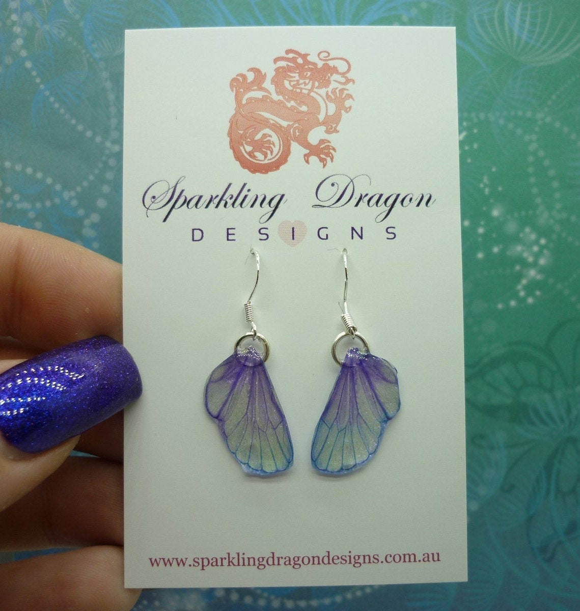 Butterfly Wing Earrings Pale Yellow & Purple - Fairy Jewellery, Fun Gift for her Statement Present Sparkly Boho Resin with Glitter Finish