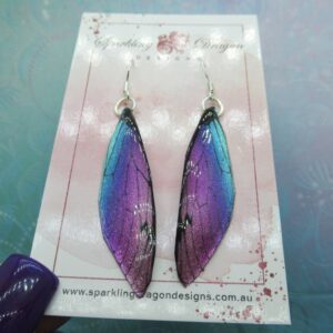 Butterfly Earrings Pink Purple Blue Sparkle - Fairy Jewellery, Fun Gift for her Statement Present Sparkly Boho Resin with Glitter Finish