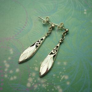 Elegant Vintage Sterling Silver Earrings - Mother or Pearl Shell soft white shimmery 925 Hallmarked brial bridesmaids wedding