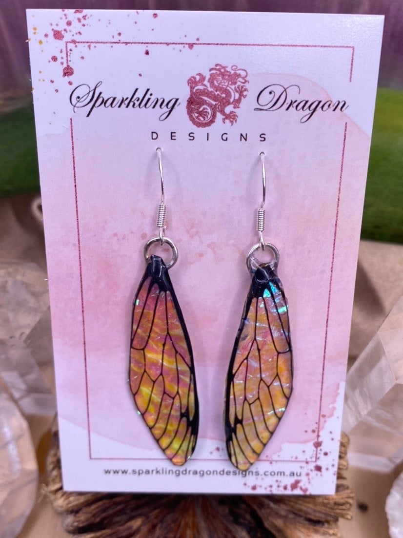 Pink Green Colour Shift Butterfly Shimmer Wing Earrings - Fairy Jewellery, Fun Gift Fairy Dragonfly Cicada - Image 4