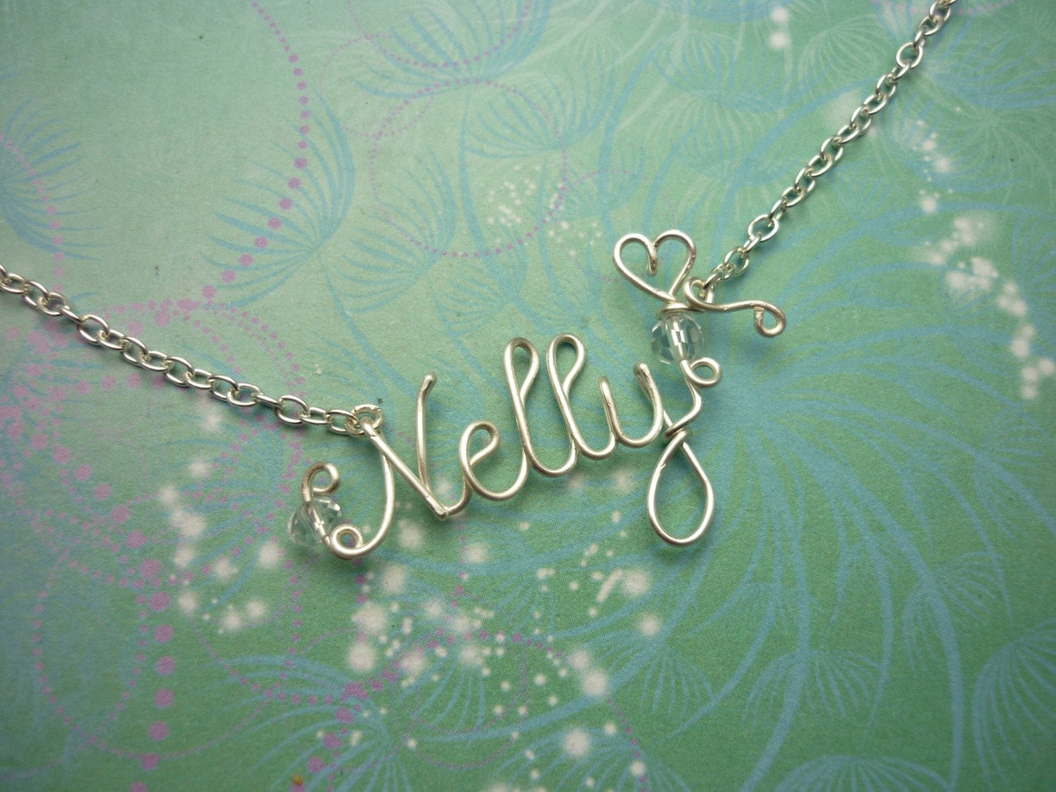 Handmade Personalised Wire Name Necklace - Birthstones - Non-Tarnish Silver & Crystal Beads - Bridesmaids Gifts - Image 3