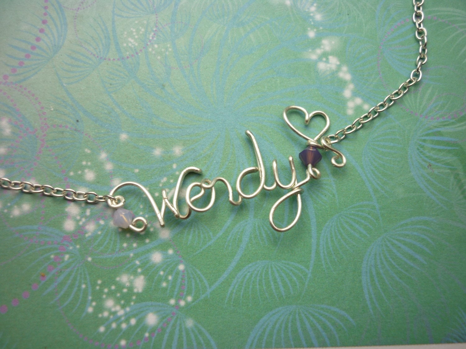 Handmade Personalised Wire Name Necklace - Birthstones - Non-Tarnish Silver & Crystal Beads - Bridesmaids Gifts - Image 4