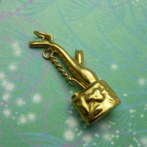 Vintage Sterling Silver Dangle Charm - Quirky Charm could be a Turkish Smoking Pipe or Pot with Plant