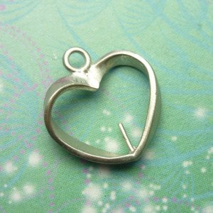 Vintage Sterling Silver Dangle Charm - Heart Frame (add a bead or pearl of your own)