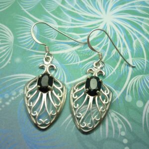 Sterling Silver Earrings with Black Onyx | Vintage 925 Jewellery | Elegant Gift for Her | Light Weight, Hallmarked