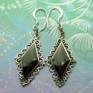 Vintage Sterling Silver Earrings - Black Onyx - Style 20