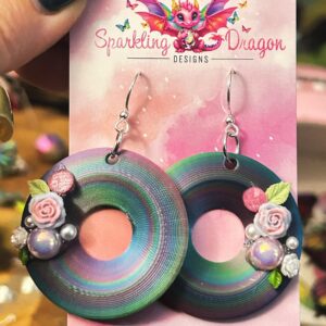 Flower misty disc earrings