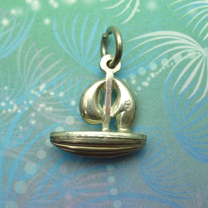 Boat Charm | 925 Vintage Sterling Silver Pendant - Ship
