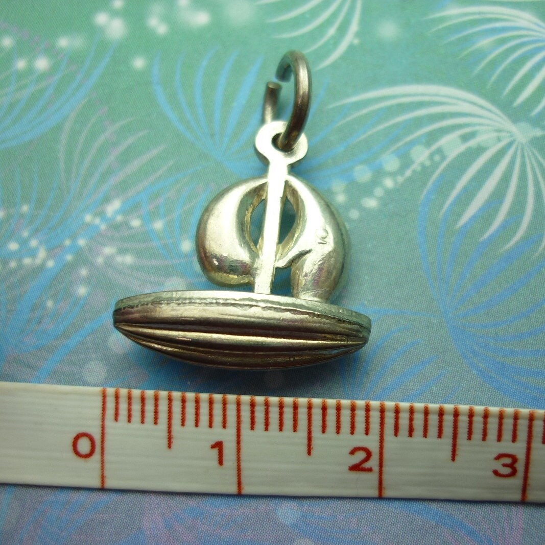 Boat Charm | 925 Vintage Sterling Silver Pendant - Ship - Image 3