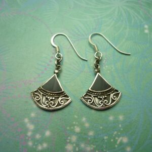 Vintage Sterling Silver Earrings - Black Onyx - 925 Hallmarked - Style 26