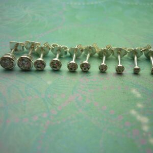 Vintage Sterling Silver Earrings Cubic Zirconia Studs