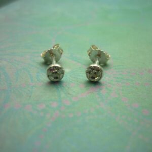 Vintage Sterling Silver Earrings 3.5mm Cubic Zirconia Studs