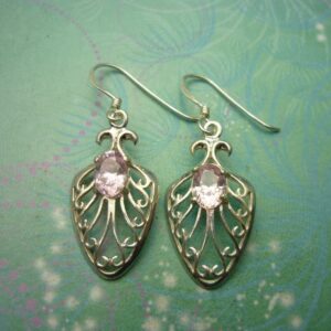 Sweet Vintage Sterling Silver Earrings - Pink Stone
