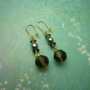Vintage Earrings - Smokey Glass Beads