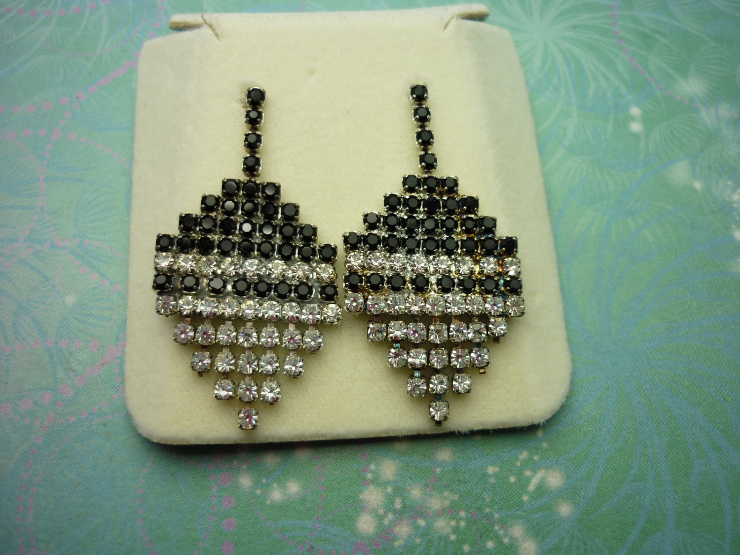 Vintage Crystal Earrings - Jet Black Crystals