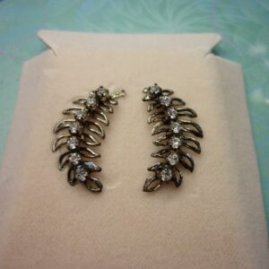 Vintage Crystal Earrings - Fern Leaves