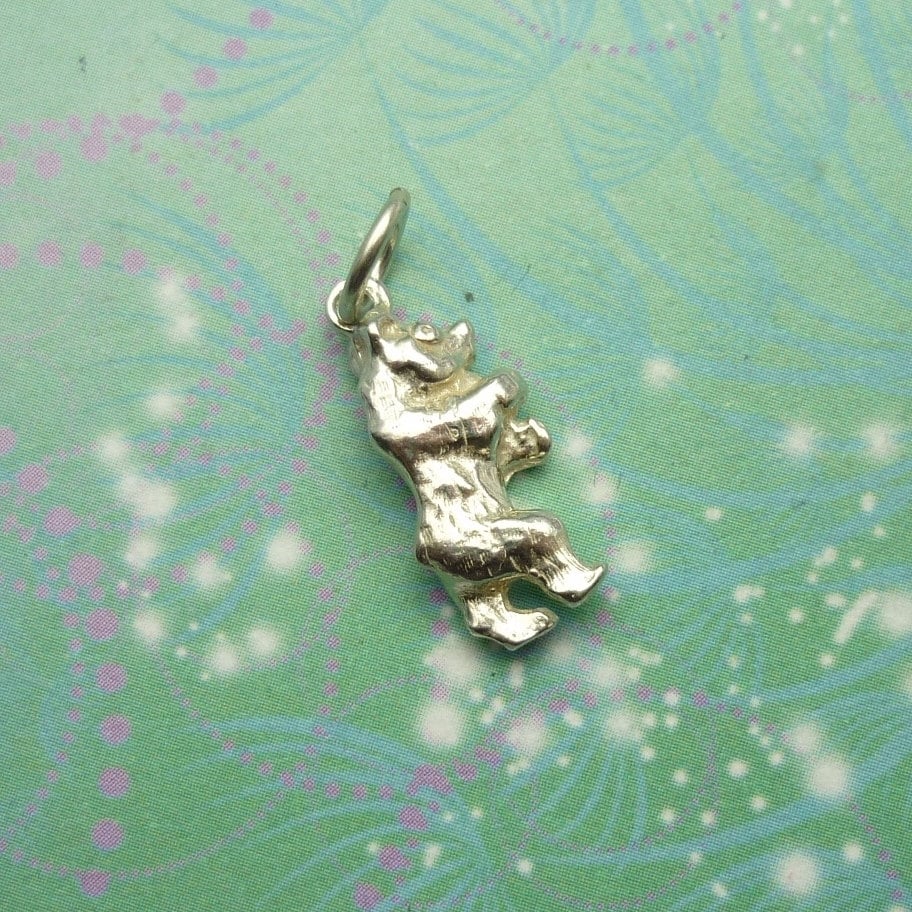 Dancing Bear Pendant 925 Vintage Sterling Silver Dangle Charm