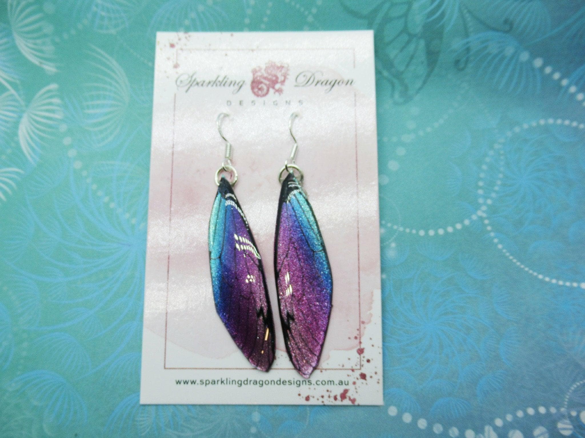 Butterfly earrings pink purple blue sparkle - fairy jewellery, fun gift for her statement present sparkly boho resin with glitter finish - Image 7