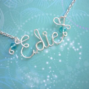 Name Necklace Non-Tarnish Silver & Crystal Beads
