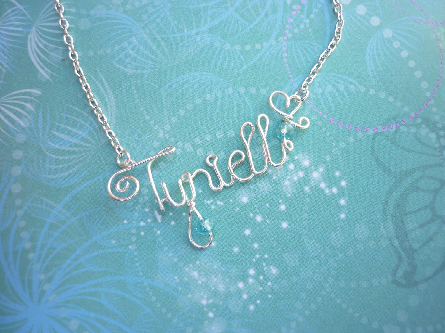 Name Necklace Non-Tarnish Silver & Crystal Beads - Image 2