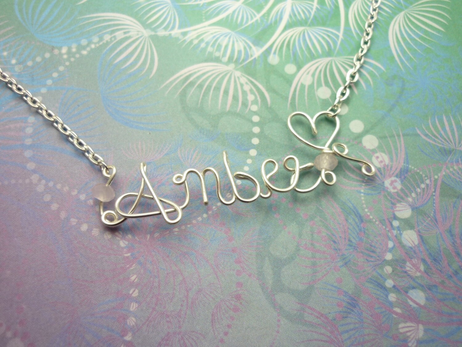 Name Necklace Non-Tarnish Silver & Crystal Beads - Image 5