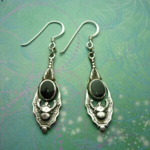 Vintage Sterling Silver Earrings - Black Onyx - 925 Hallmarked - Style 23
