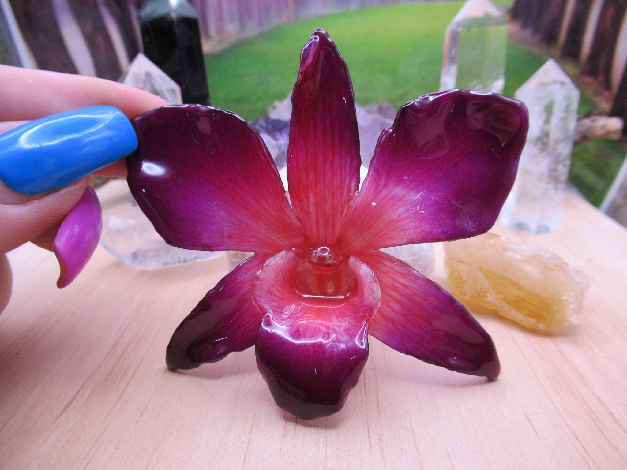 Real Orchid Flower Necklace - Purple/PinkNatural. This is a REAL Orchid flower which has been preserved in resin, making a unique necklace - Image 2